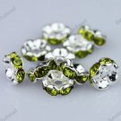 100X OLIVE CRYSTAL SILVER SPACER LOOSE BEADS FINDINGS WHOLESALE LOTS 8MM
