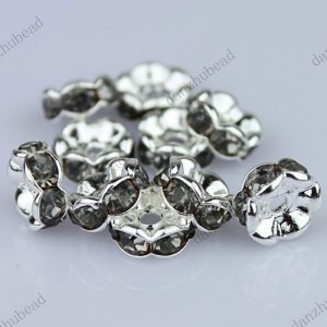 100X GRAY CRYSTAL SILVER SPACER LOOSE BEADS FINDINGS WHOLESALE LOTS 8MM
