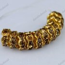50X BROWN CRYSTAL GOLD SPACER LOOSE BEADS JEWELRY DIY FINDINGS WHOLESALE 8MM