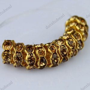 50X BROWN CRYSTAL GOLD SPACER LOOSE BEADS JEWELRY DIY FINDINGS WHOLESALE 8MM