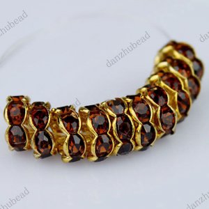 50X COFFEE CRYSTAL GOLD SPACER LOOSE BEADS JEWELRY DIY FINDINGS WHOLESALE 8MM