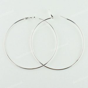 20 PAIRS SILVER HOOK CIRCLE FASHION HOOP CHARM EARRINGS FINDINGS 75MM WHOLESALE