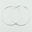 2 PAIRS SILVER HOOK CIRCLE FASHION HOOP CHARM EARRINGS FINDINGS 75MM