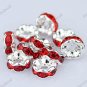100X RED CRYSTAL SILVER SPACER LOOSE BEADS FINDINGS WHOLESALE LOTS 6MM