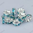 100X LAKE BLUE CRYSTAL SILVER SPACER LOOSE BEADS FINDINGS WHOLESALE LOTS 6MM