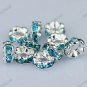 100X LAKE BLUE CRYSTAL SILVER SPACER LOOSE BEADS FINDINGS WHOLESALE LOTS 6MM