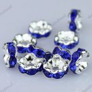 100X SAPPHIRE BLUE CRYSTAL SILVER SPACER LOOSE BEADS FINDINGS WHOLESALE LOTS 6MM