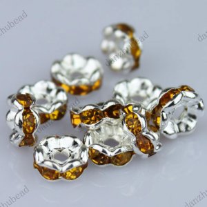 100X GOLDEN CRYSTAL SILVER SPACER LOOSE BEADS FINDINGS WHOLESALE LOTS 6MM