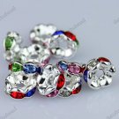 100X MULTICOLOR CRYSTAL SILVER SPACER LOOSE BEADS FINDINGS WHOLESALE LOTS 6MM