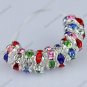 100X MULTICOLOR CRYSTAL SILVER SPACER LOOSE BEADS FINDINGS WHOLESALE LOTS 6MM