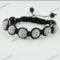 1X ADJUSTABLE MACRAME CLEAR CRYSTAL DISCO BALL BLACK AGATE CHARM BRACELET