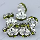 100X OLIVE CRYSTAL SILVER SPACER LOOSE BEADS FINDINGS WHOLESALE LOTS 6MM