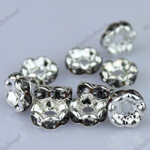 100X GRAY CRYSTAL SILVER SPACER LOOSE BEADS FINDINGS WHOLESALE LOTS 6MM