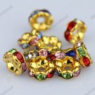 100X MULTICOLOR CRYSTAL SPACER LOOSE BEADS FINDINGS WHOLESALE LOTS 6MM