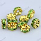 100X LIGHT GREEN CRYSTAL SPACER LOOSE BEADS FINDINGS WHOLESALE LOTS 6MM