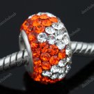 925 SILVER ORANGE SWAROVSKI CRYSTAL TRIANGLE CHARM BEAD