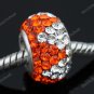 925 SILVER ORANGE SWAROVSKI CRYSTAL TRIANGLE CHARM BEAD