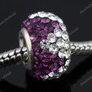 TRUE SILVER DEEP PURPLE SWAROVSKI CRYSTAL TRIANGLE BEAD