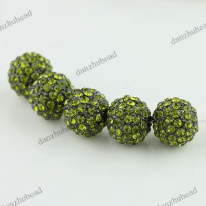5X OLIVE CRYSTAL DISCO BALL SPACER LOOSE BEADS JEWELRY FINDINGS 10MM