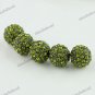 5X OLIVE CRYSTAL DISCO BALL SPACER LOOSE BEADS JEWELRY FINDINGS 10MM