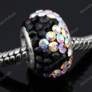 TRUE SILVER COLORFUL SWAROVSKI CRYSTAL TRIANGLE BEAD