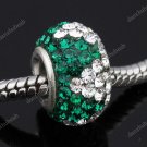 TRUE SILVER DEEP GREEN SWAROVSKI CRYSTAL TRIANGLE BEAD