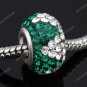 TRUE SILVER DEEP GREEN SWAROVSKI CRYSTAL TRIANGLE BEAD