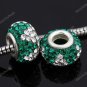 TRUE SILVER DEEP GREEN SWAROVSKI CRYSTAL TRIANGLE BEAD