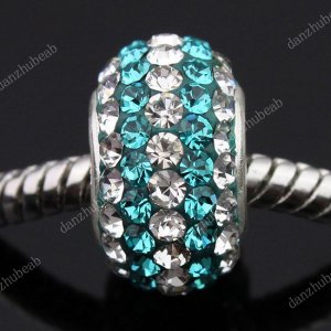 925 SILVER ROYAL BLUE SWAROVSKI CRYSTAL LINE CHARM BEAD