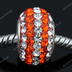 TRUE SILVER ORANGE SWAROVSKI CRYSTAL LINE CHARM BEAD