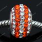 TRUE SILVER ORANGE SWAROVSKI CRYSTAL LINE CHARM BEAD