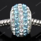 925 SILVER OCEAN BLUE SWAROVSKI CRYSTAL LINE CHARM BEAD
