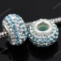 925 SILVER OCEAN BLUE SWAROVSKI CRYSTAL LINE CHARM BEAD