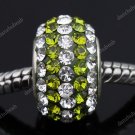 TRUE 925 SILVER OLIVE SWAROVSKI CRYSTAL LINE CHARM BEAD