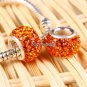 TRUE SILVER ORANGE CZECH CRYSTAL BIG HOLE CHARM BEAD