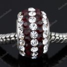 TRUE SILVER DEEP RED SWAROVSKI CRYSTAL LINE CHARM BEAD