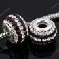 TRUE SILVER DEEP RED SWAROVSKI CRYSTAL LINE CHARM BEAD