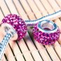 TRUE 925 SILVER MAGENTA SWAROVSKI CRYSTAL BIG HOLE BEAD