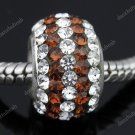 TRUE SILVER COFFEE SWAROVSKI CRYSTAL LINE CHARM BEAD
