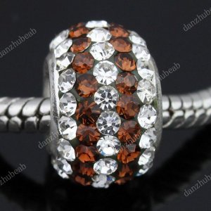 TRUE SILVER COFFEE SWAROVSKI CRYSTAL LINE CHARM BEAD