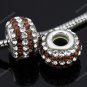 TRUE SILVER COFFEE SWAROVSKI CRYSTAL LINE CHARM BEAD