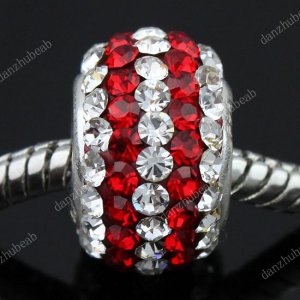 TRUE 925 SILVER RED SWAROVSKI CRYSTAL LINE CHARM BEAD