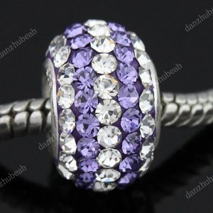 TRUE SILVER LAVENDER SWAROVSKI CRYSTAL LINE CHARM BEAD