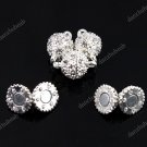 20X CLEAR CRYSTAL SILVER MAGNETIC ROUND BALL CLASP FINDINGS WHOLESALE 8MM