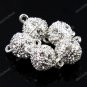 20X CLEAR CRYSTAL SILVER MAGNETIC ROUND BALL CLASP FINDINGS WHOLESALE 8MM