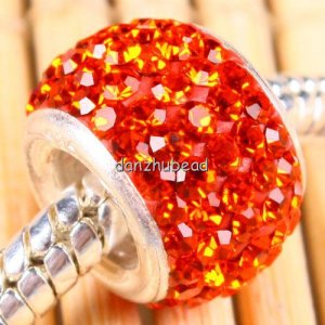 TRUE 925 SILVER NACARAT SWAROVSKI CRYSTAL BIG HOLE BEAD