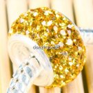 925 SILVER GOLDEN SWAROVSKI CRYSTAL BIG HOLE CHARM BEAD