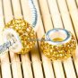 925 SILVER GOLDEN SWAROVSKI CRYSTAL BIG HOLE CHARM BEAD
