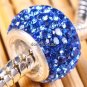 TRUE SILVER SAPPHIRE CZECH CRYSTAL BIG HOLE CHARM BEAD