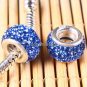 TRUE SILVER SAPPHIRE CZECH CRYSTAL BIG HOLE CHARM BEAD